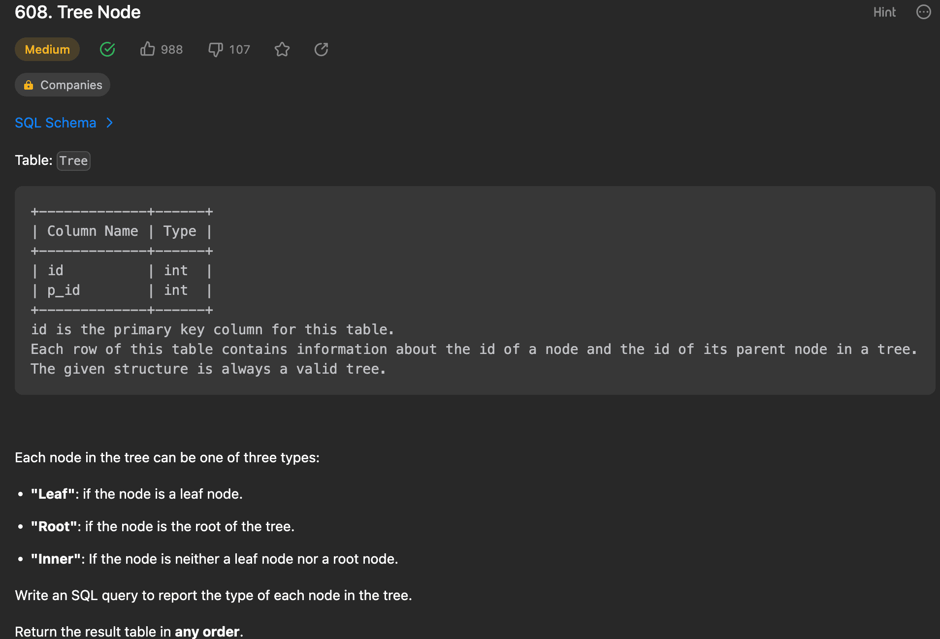 Tree Node SQL Challenge