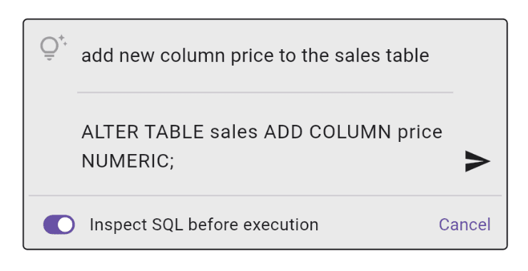 Example 2: From Text to SQL with AI